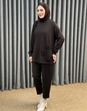 kahve 5465 missemramiss işlemeli sweatshirt 2