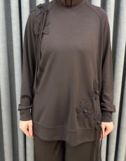 kahve 5465 missemramiss işlemeli sweatshirt 4
