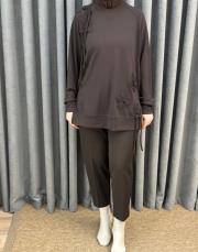 kahve 5465 missemramiss işlemeli sweatshirt 5