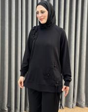 siyah 5465 missemramiss işlemeli sweatshirt