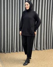 siyah 5465 missemramiss işlemeli sweatshirt 2