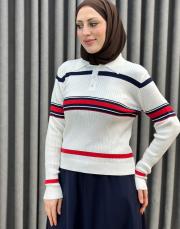 ekru kırmızı 5440 missemramiss bella triko swatshirt