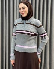 gri pembe 5440 missemramiss bella triko swatshirt