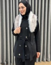 siyah 5490 missemramiss kürklü ceketli takım 2